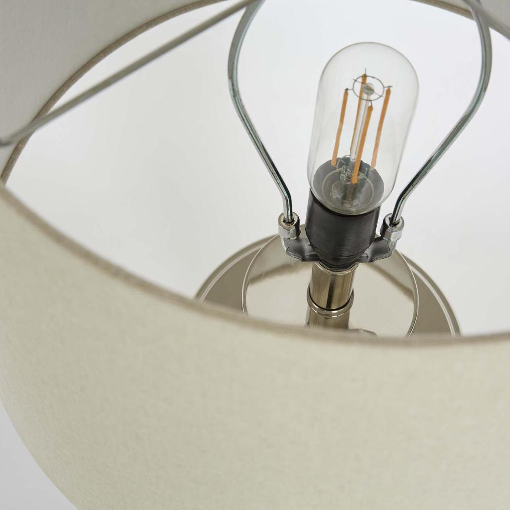 OneWorld Collection BELLEVUE Glass Table Lamp - Nickel / Natural Linen Shade-ONEWORLD COLLECTION-Ozlighting.com.au