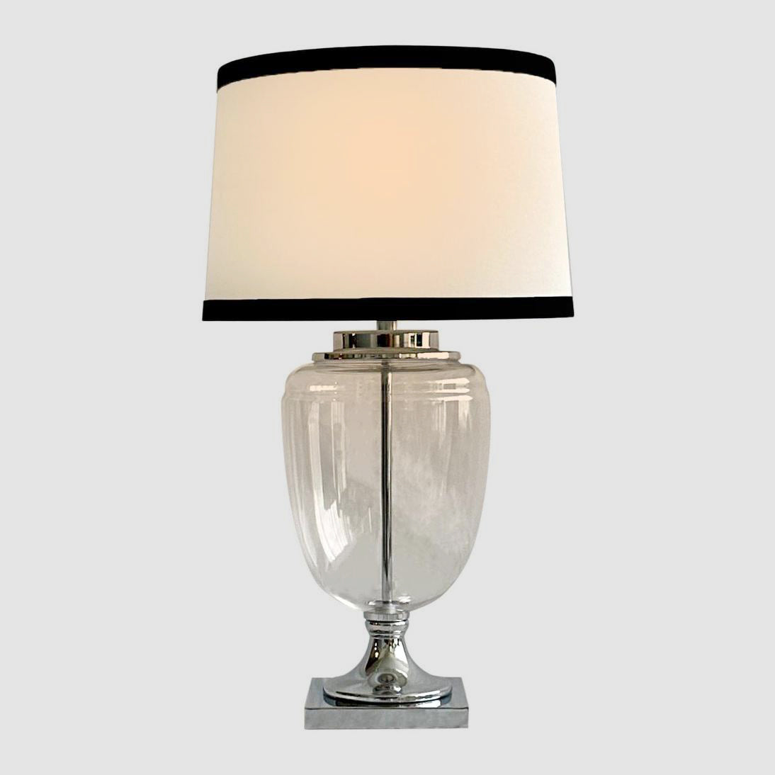 OneWorld Collection CHARLOTTE Glass Table Lamp - White Shade / Black Trim-ONEWORLD COLLECTION-Ozlighting.com.au