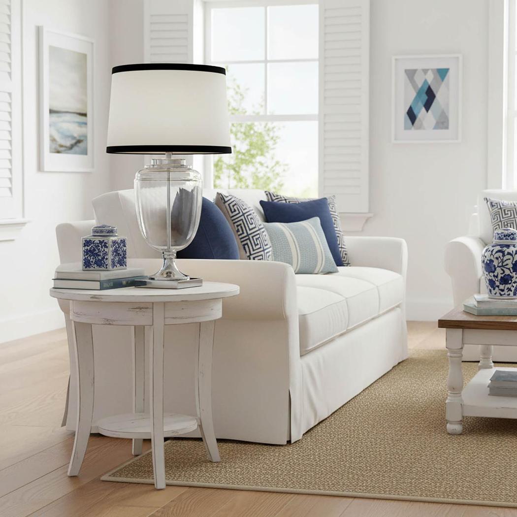 OneWorld Collection CHARLOTTE Glass Table Lamp - White Shade / Black Trim-ONEWORLD COLLECTION-Ozlighting.com.au