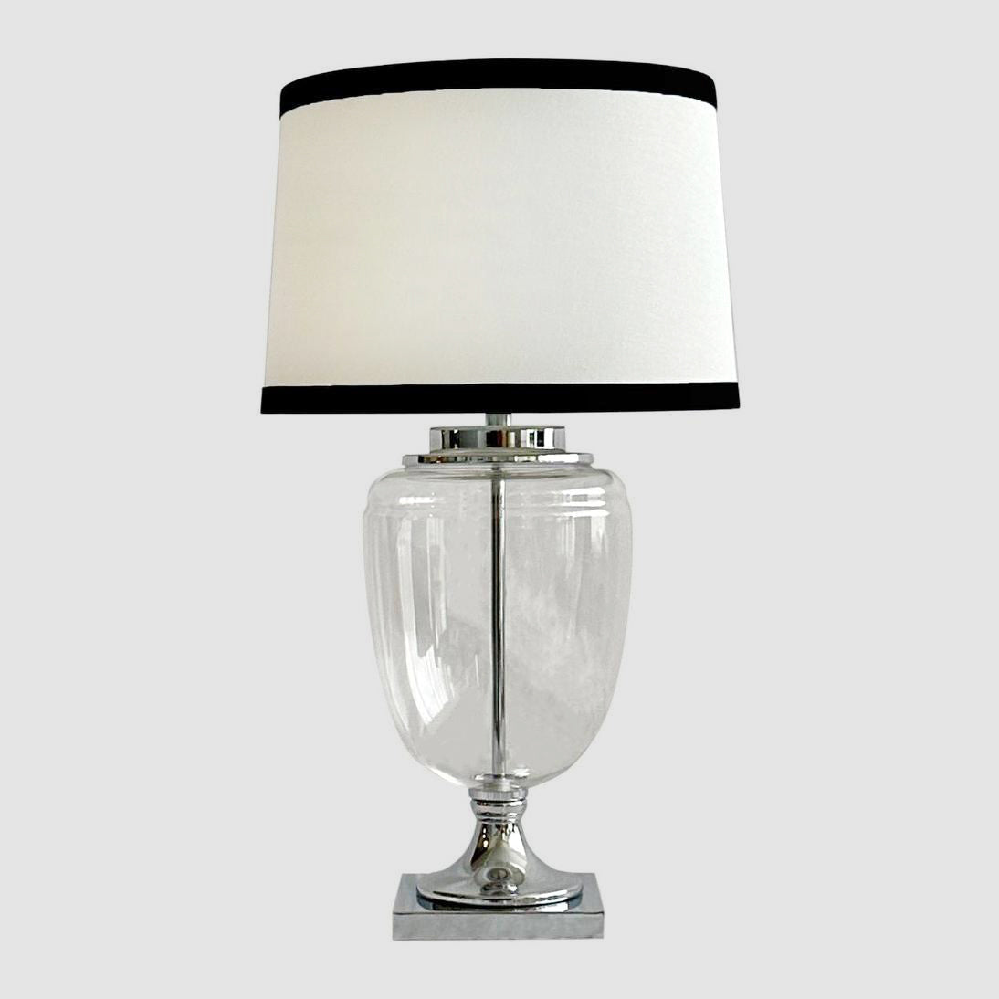 OneWorld Collection CHARLOTTE Glass Table Lamp - White Shade / Black Trim-ONEWORLD COLLECTION-Ozlighting.com.au
