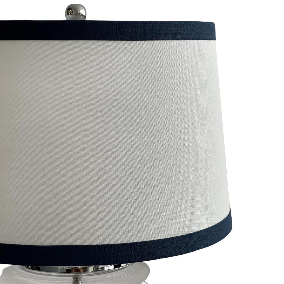 OneWorld Collection CHARLOTTE Glass Table Lamp - White Shade / Navy Trim-ONEWORLD COLLECTION-Ozlighting.com.au
