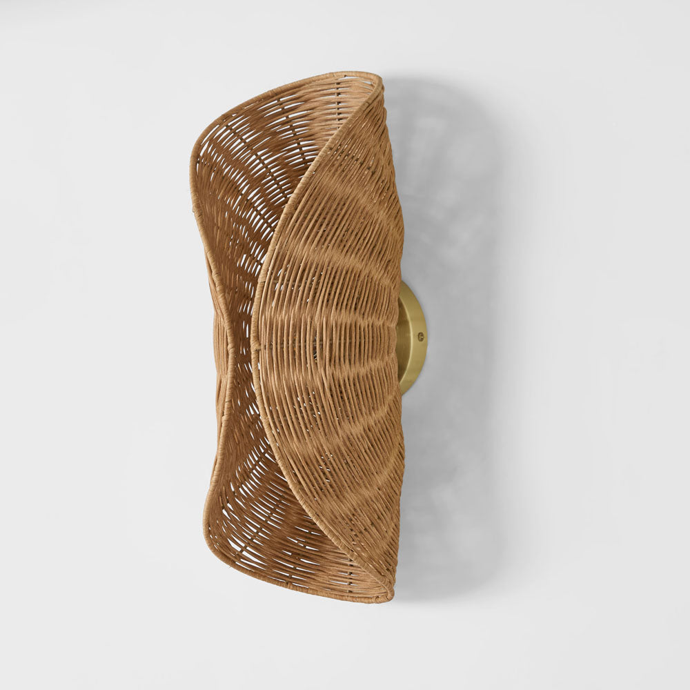 OneWorld Collection CRESCENT Rattan Wall Light Natural-ONEWORLD COLLECTION-Ozlighting.com.au