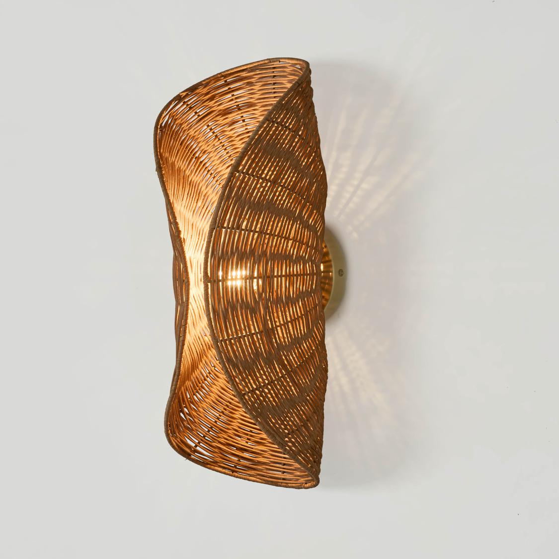 OneWorld Collection CRESCENT Rattan Wall Light Natural-ONEWORLD COLLECTION-Ozlighting.com.au