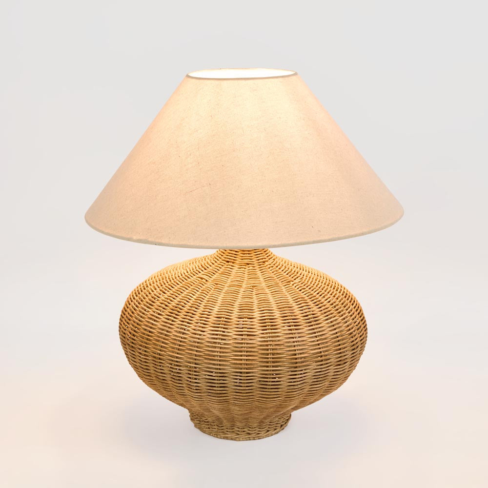 OneWorld Collection DALLAS Rattan Table Lamp with linen shade-ONEWORLD COLLECTION-Ozlighting.com.au