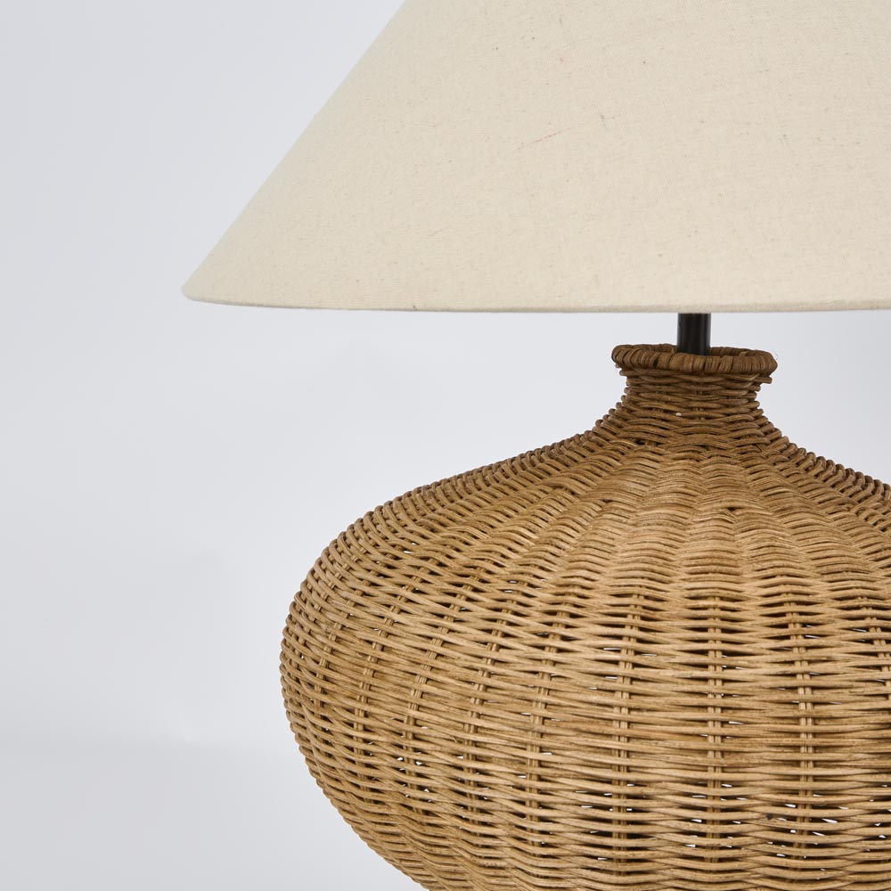 OneWorld Collection DALLAS Rattan Table Lamp with linen shade-ONEWORLD COLLECTION-Ozlighting.com.au