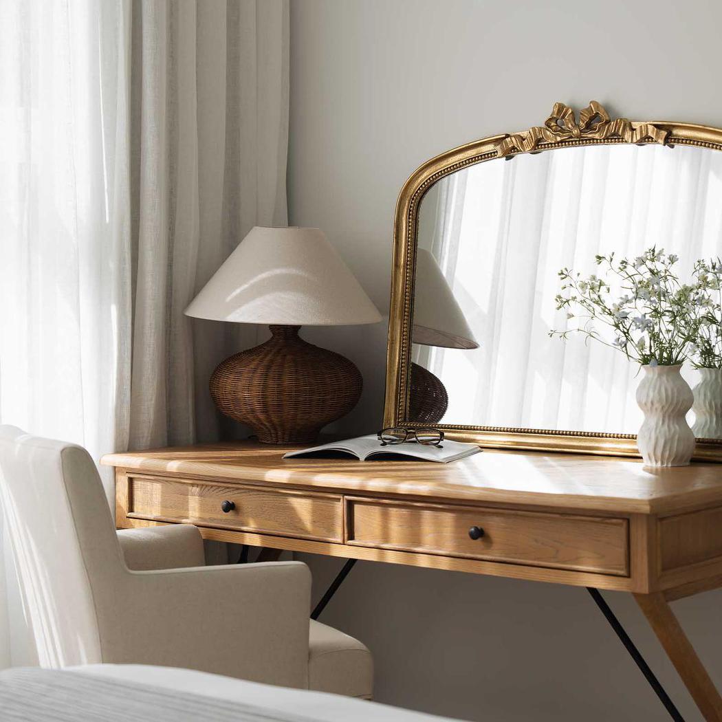 OneWorld Collection DALLAS Rattan Table Lamp with linen shade-ONEWORLD COLLECTION-Ozlighting.com.au