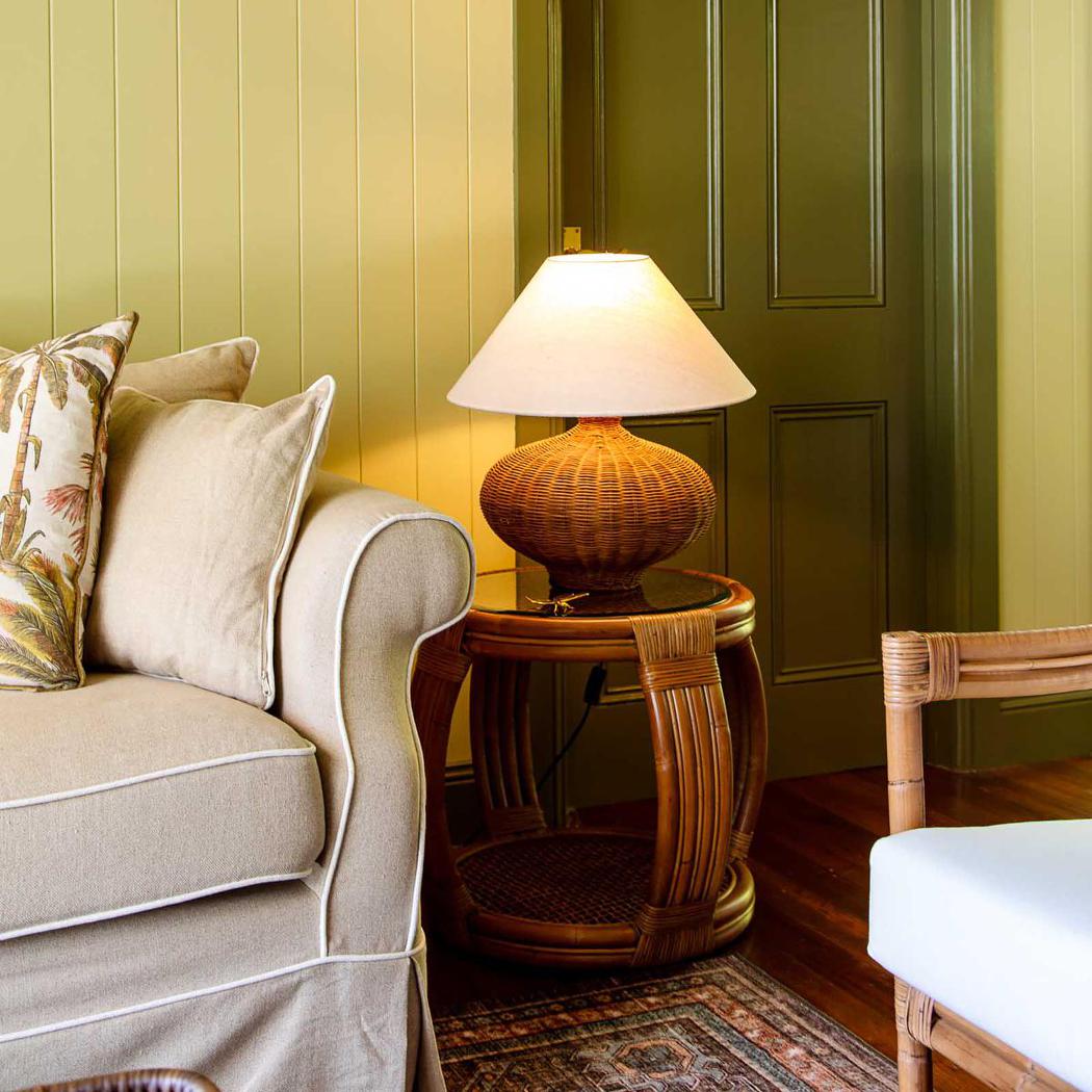 OneWorld Collection DALLAS Rattan Table Lamp with linen shade-ONEWORLD COLLECTION-Ozlighting.com.au