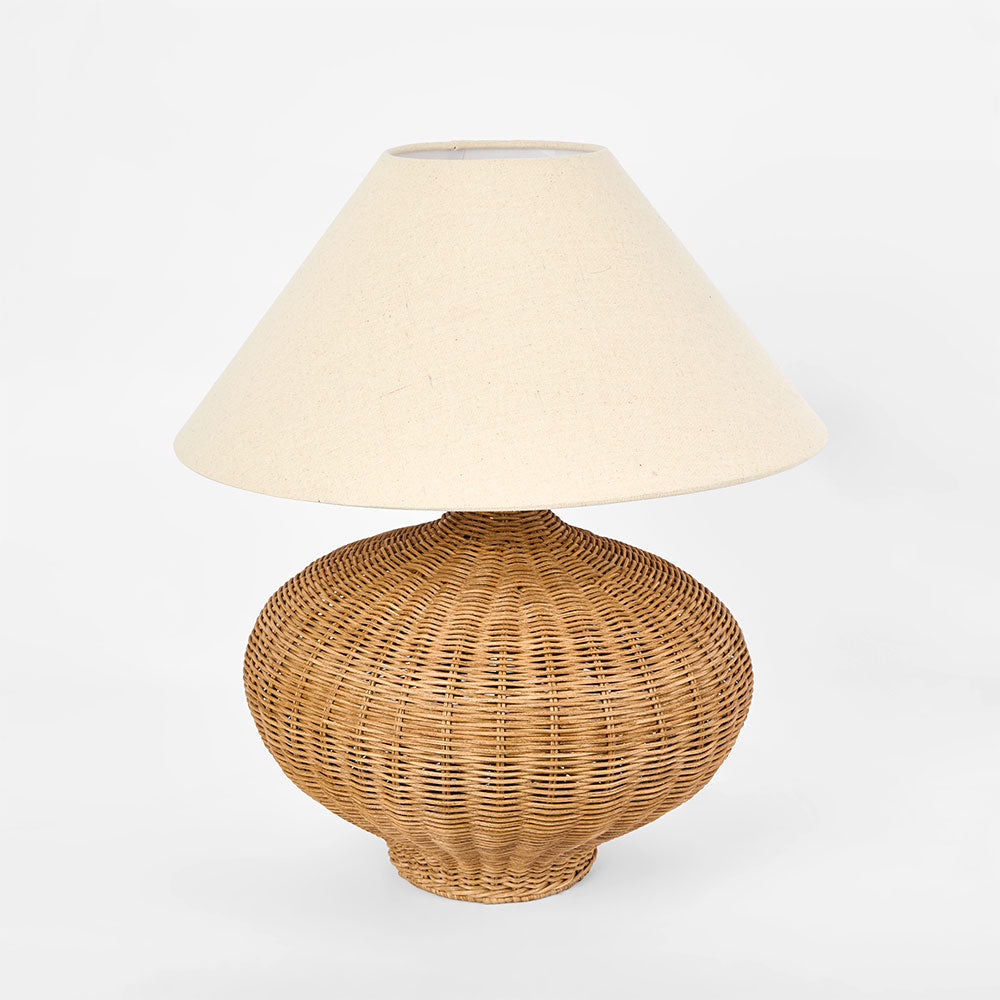 OneWorld Collection DALLAS Rattan Table Lamp with linen shade-ONEWORLD COLLECTION-Ozlighting.com.au