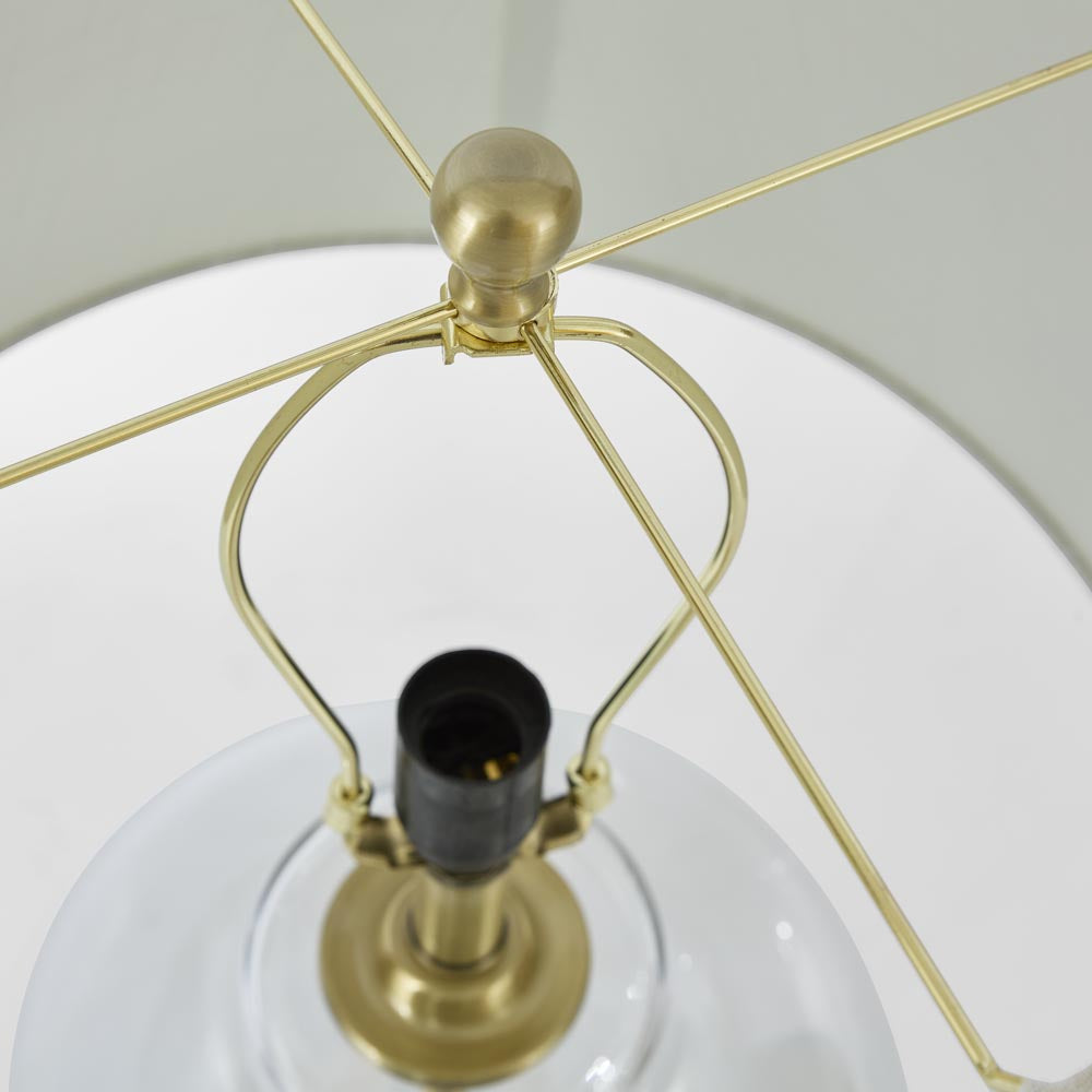 OneWorld Collection ELLYN Glass Table Lamp - Brass / White Linen Shade-ONEWORLD COLLECTION-Ozlighting.com.au