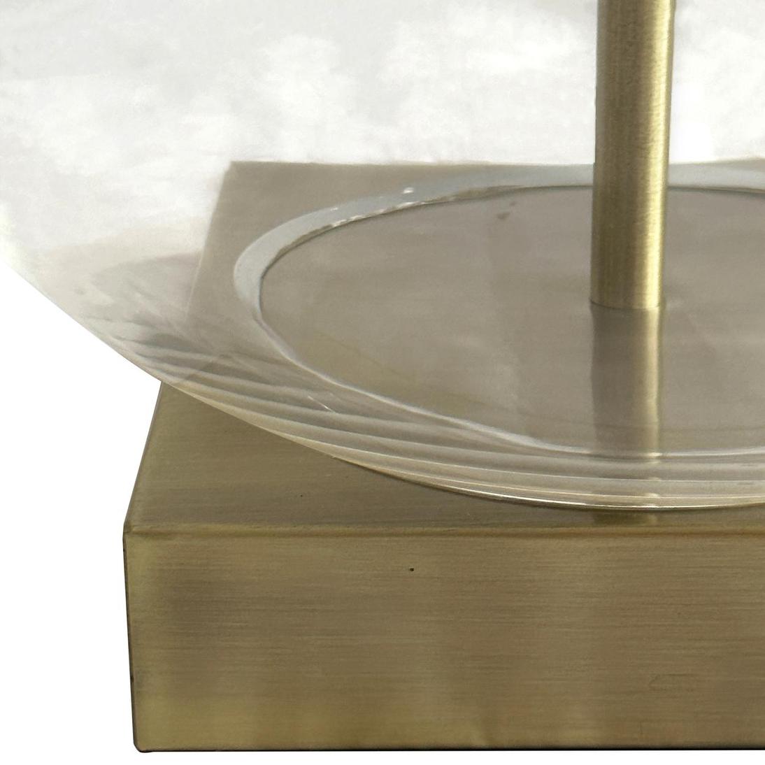 OneWorld Collection ELLYN Glass Table Lamp - Brass / White Linen Shade-ONEWORLD COLLECTION-Ozlighting.com.au