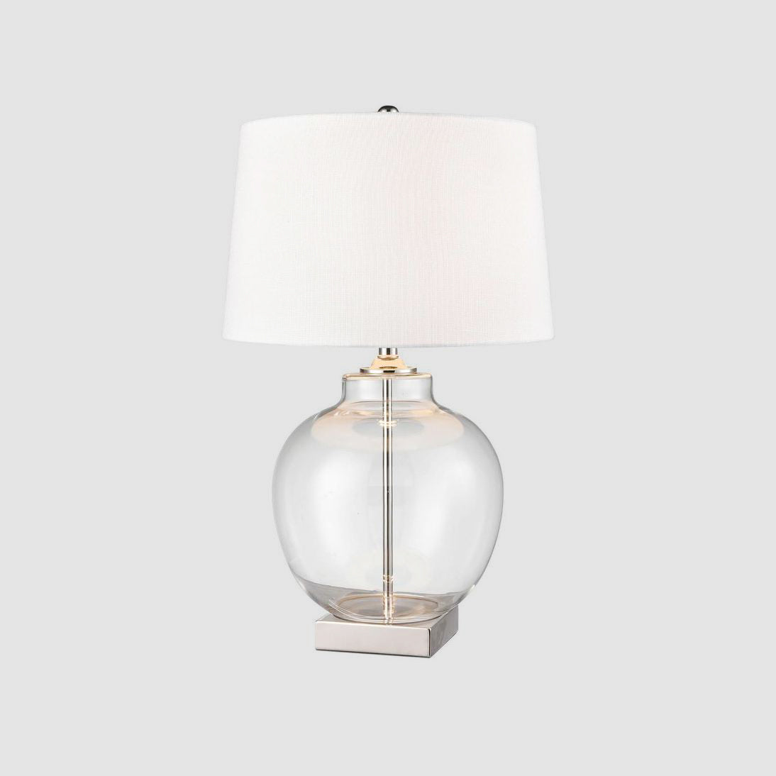OneWorld Collection ELLYN Glass Table Lamp - Nickel / White Linen Shade-ONEWORLD COLLECTION-Ozlighting.com.au