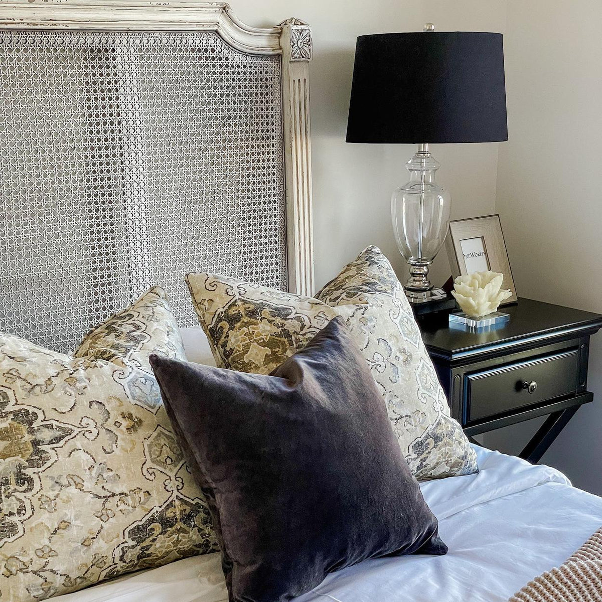 OneWorld Collection Glass Table Lamp - Black with Black Shade-ONEWORLD COLLECTION-Ozlighting.com.au