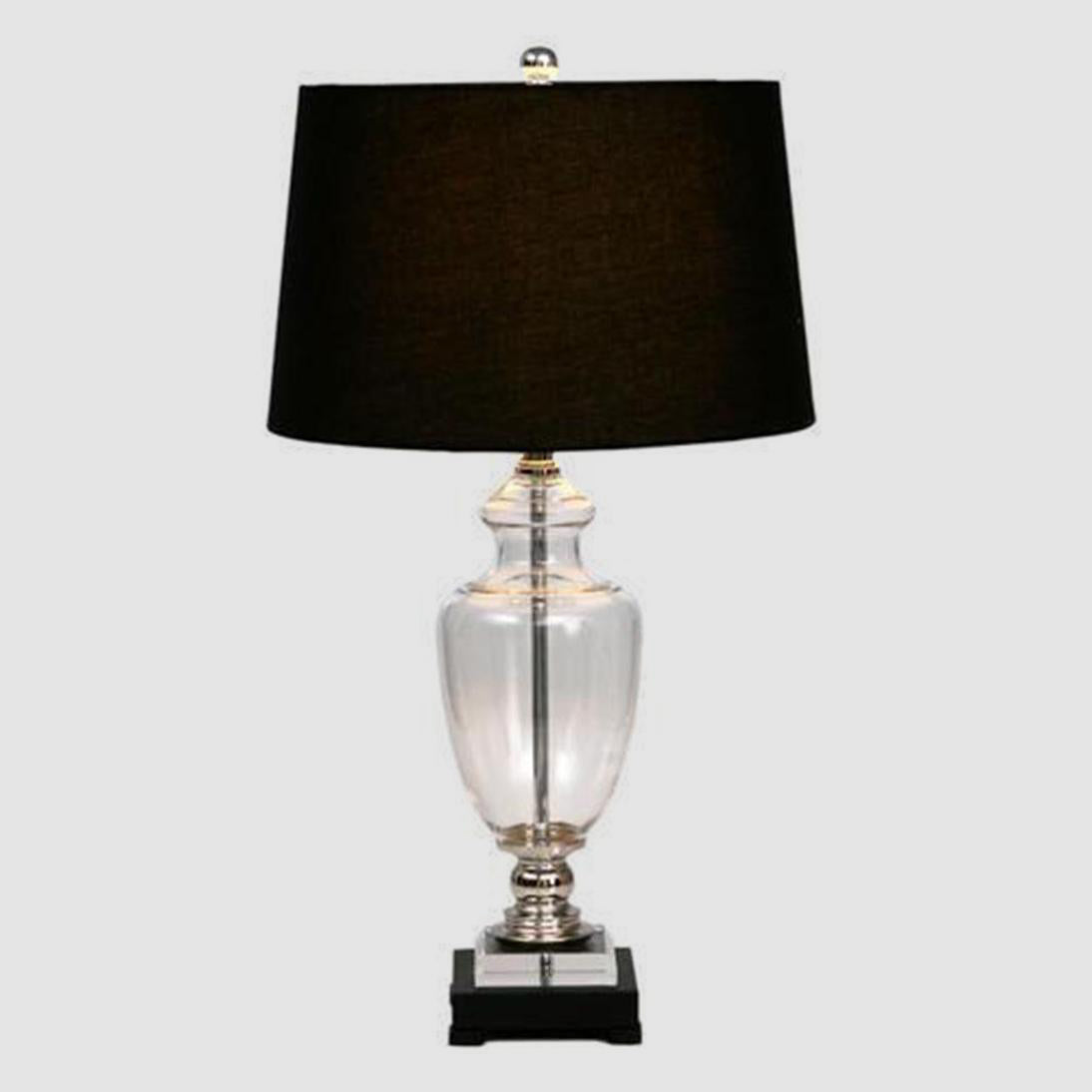 OneWorld Collection Glass Table Lamp - Black with Black Shade-ONEWORLD COLLECTION-Ozlighting.com.au