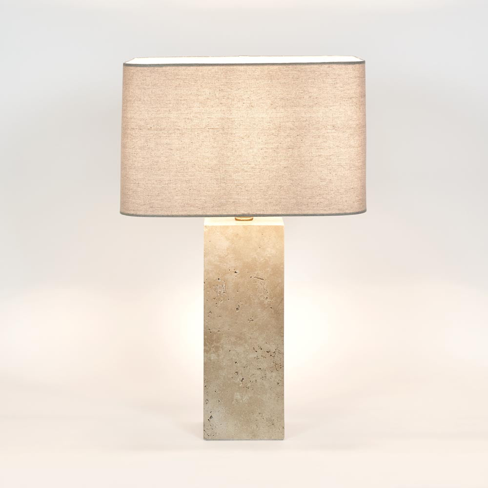 OneWorld Collection IMPERIAL Travertine Table Lamp with Natural Linen Shade-ONEWORLD COLLECTION-Ozlighting.com.au