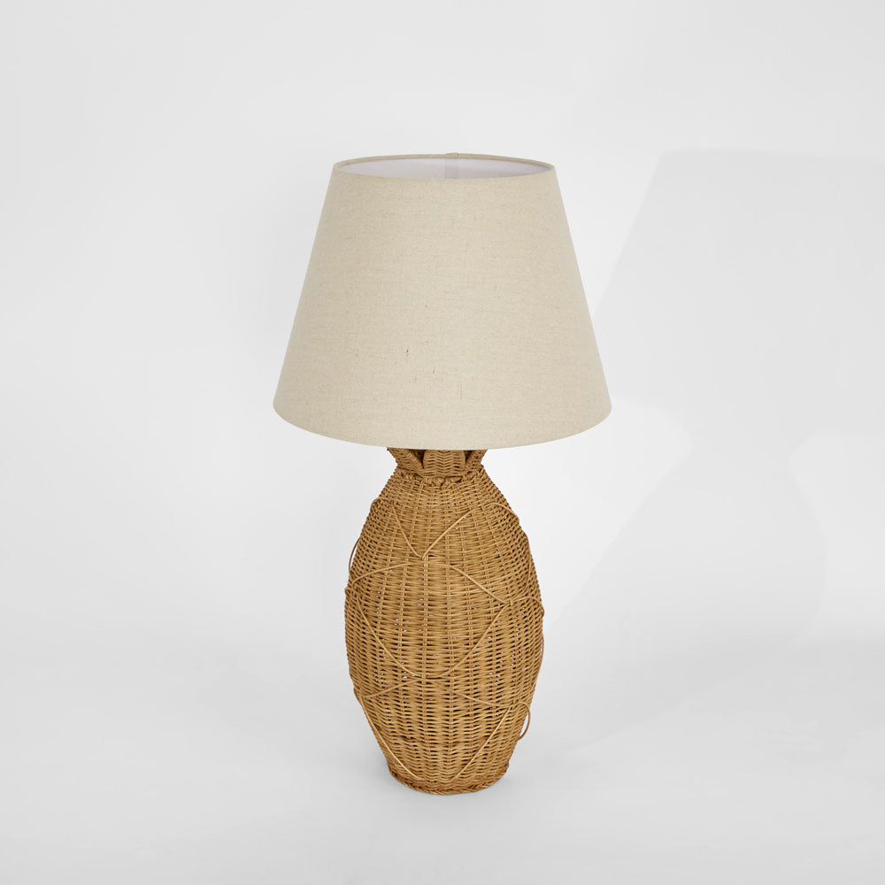 OneWorld Collection ISLA Rattan Table Lamp with Linen Shade-ONEWORLD COLLECTION-Ozlighting.com.au