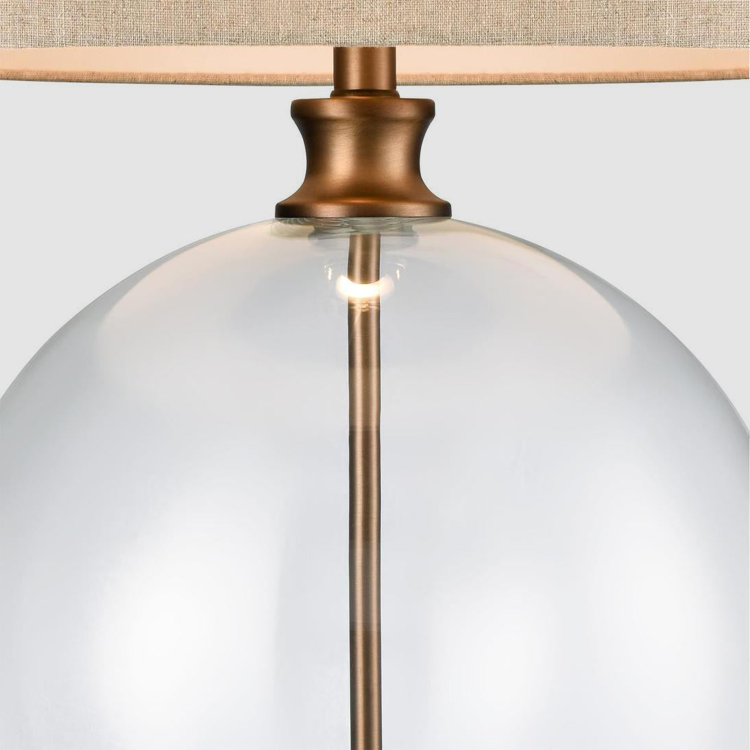 OneWorld Collection IVY Glass Table Lamp - Antique Brass / Natural Linen Shade-ONEWORLD COLLECTION-Ozlighting.com.au
