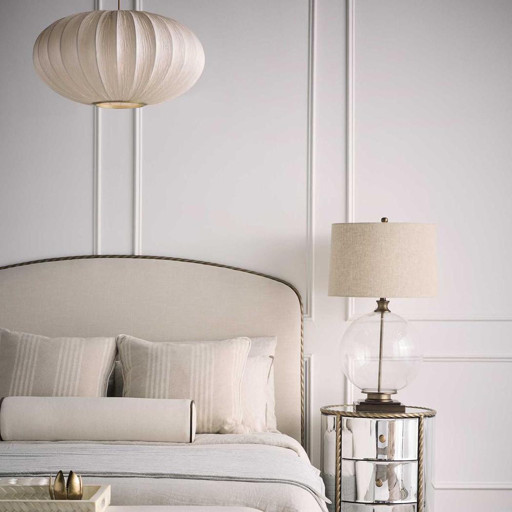 OneWorld Collection IVY Glass Table Lamp - Antique Brass / Natural Linen Shade-ONEWORLD COLLECTION-Ozlighting.com.au