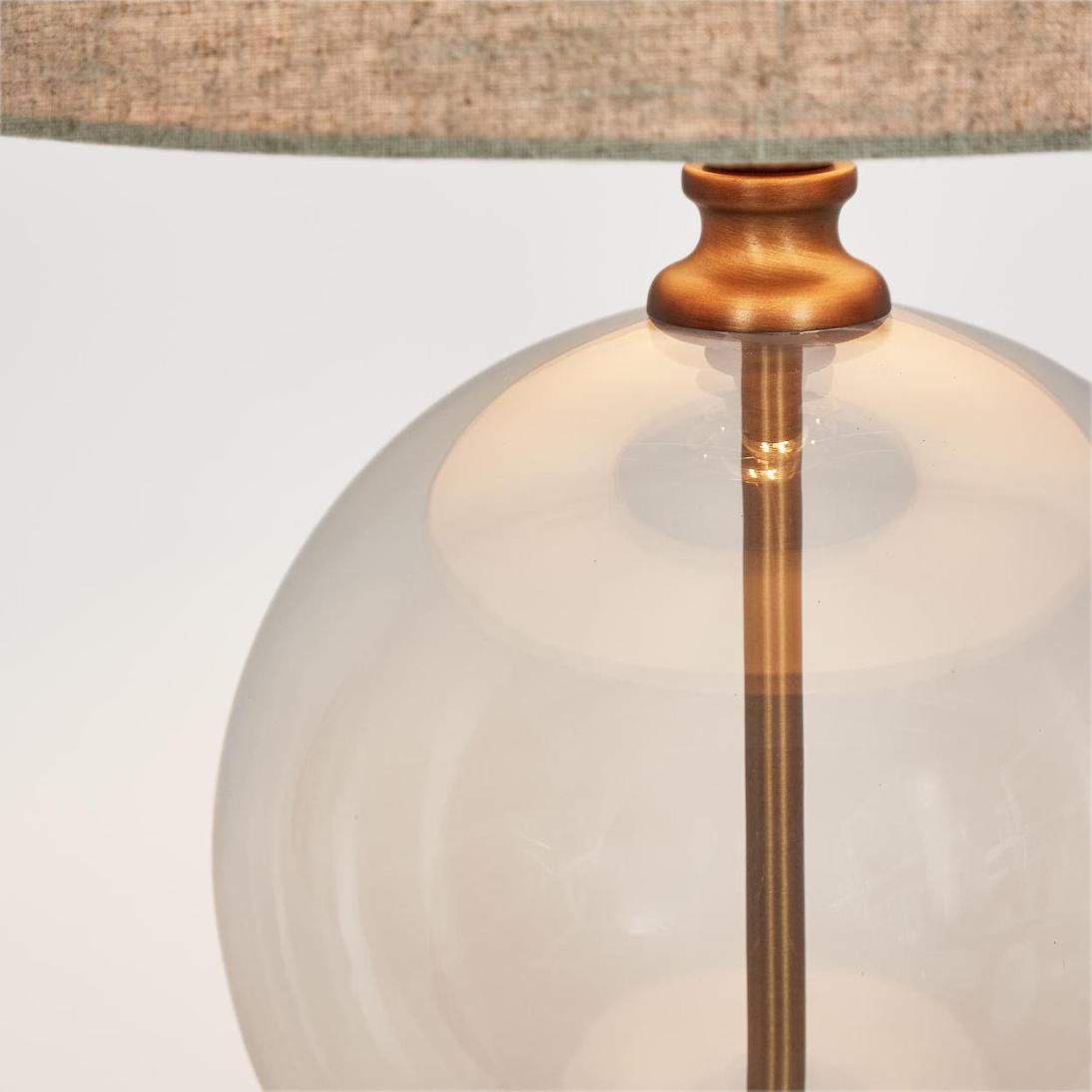 OneWorld Collection IVY Small Glass Table Lamp - Antique Brass / Natural Linen Shade-ONEWORLD COLLECTION-Ozlighting.com.au