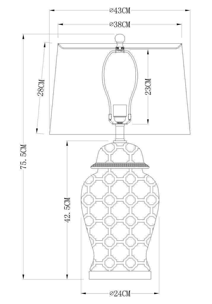 OneWorld Collection LUCCA Jar Table Lamp with Shade - Blue & White-ONEWORLD COLLECTION-Ozlighting.com.au