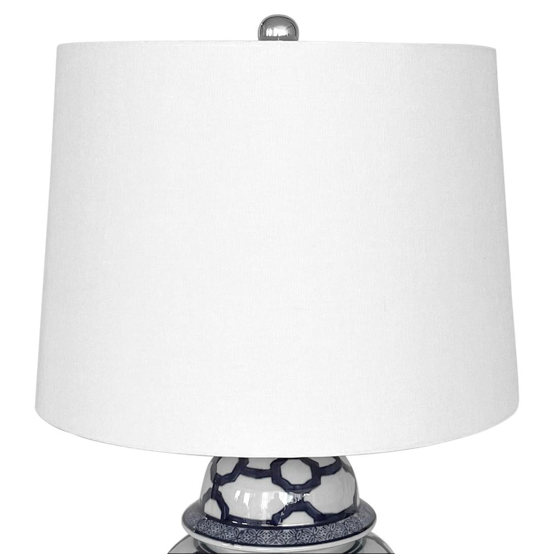 OneWorld Collection LUCCA Small Jar Table Lamp with Shade - Blue & White-ONEWORLD COLLECTION-Ozlighting.com.au