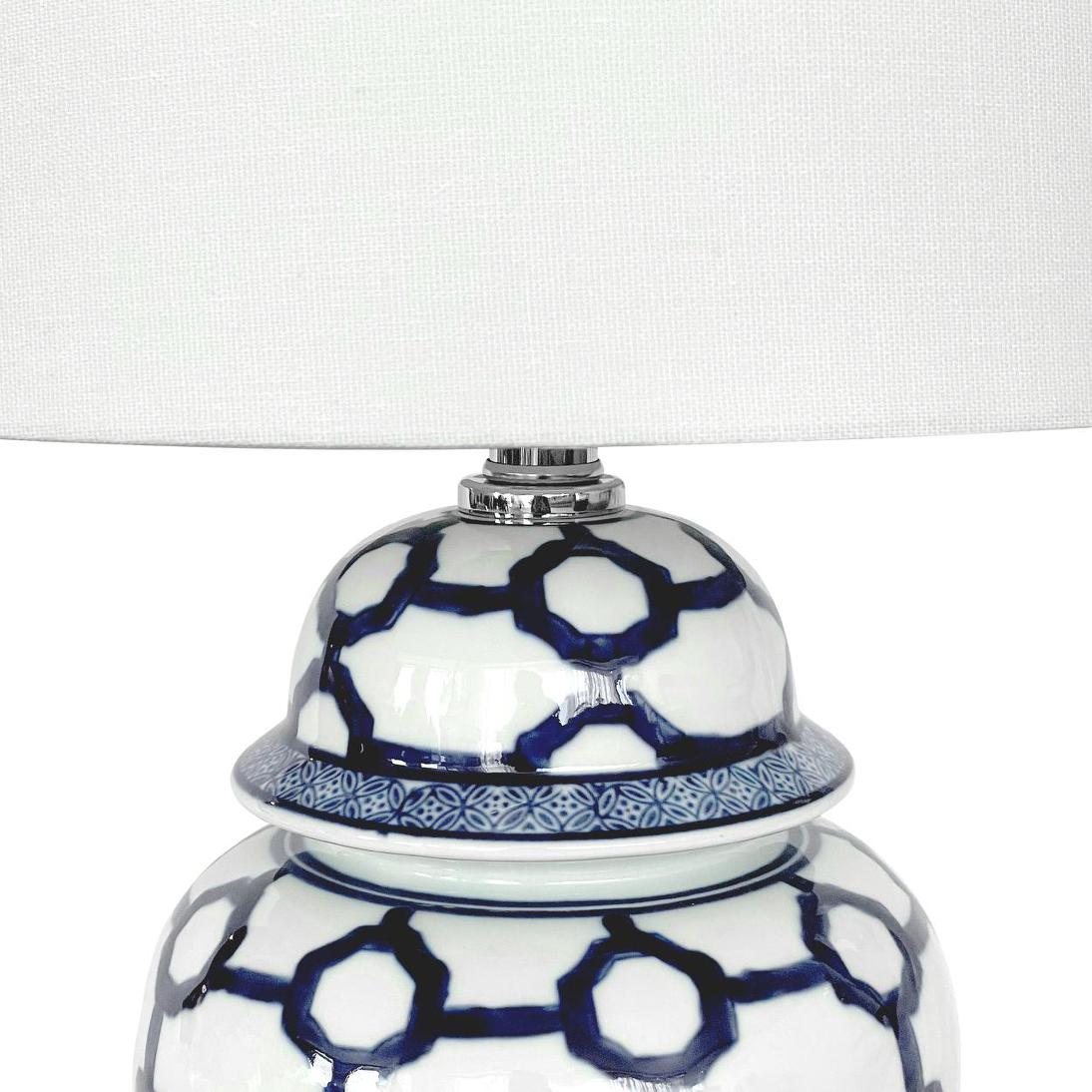 OneWorld Collection LUCCA Small Jar Table Lamp with Shade - Blue & White-ONEWORLD COLLECTION-Ozlighting.com.au