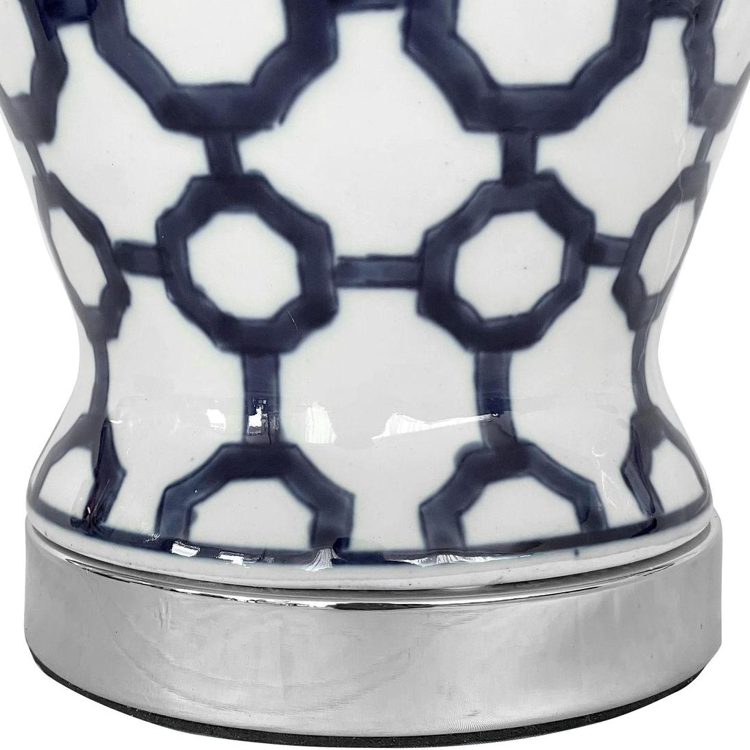 OneWorld Collection LUCCA Small Jar Table Lamp with Shade - Blue & White-ONEWORLD COLLECTION-Ozlighting.com.au