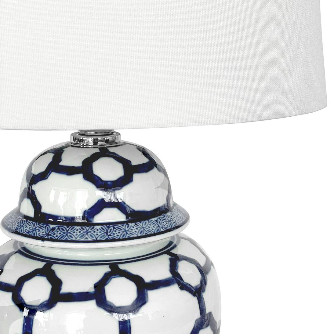 OneWorld Collection LUCCA Small Jar Table Lamp with Shade - Blue & White-ONEWORLD COLLECTION-Ozlighting.com.au