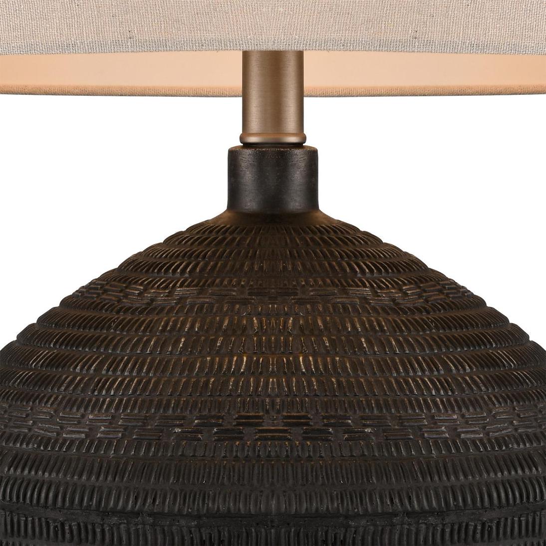 OneWorld Collection MERIDIEN Table Lamp - Black / Natural Linen Shade-ONEWORLD COLLECTION-Ozlighting.com.au