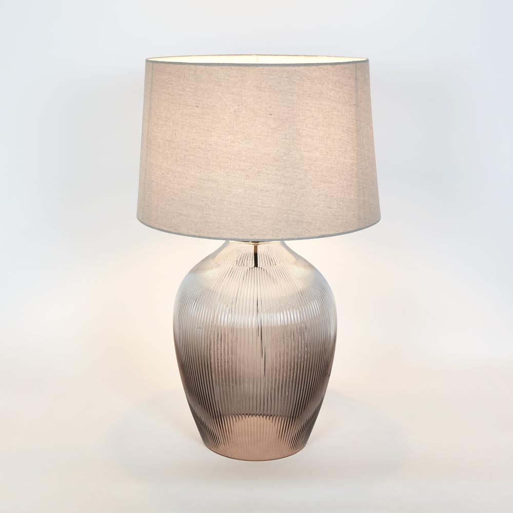 OneWorld Collection MISTY Glass Table Lamp with Natural Linen Shade-ONEWORLD COLLECTION-Ozlighting.com.au