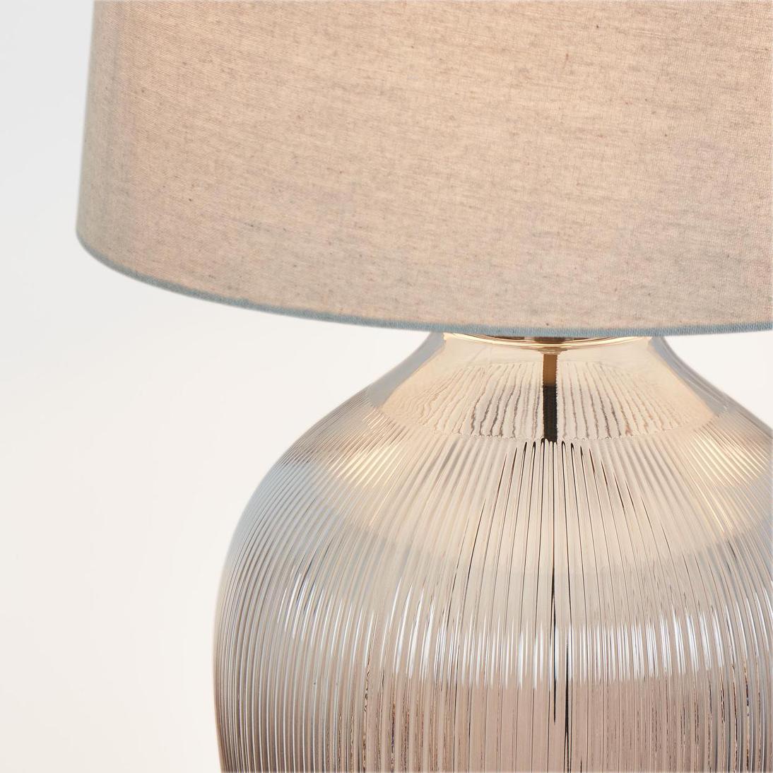 OneWorld Collection MISTY Glass Table Lamp with Natural Linen Shade-ONEWORLD COLLECTION-Ozlighting.com.au