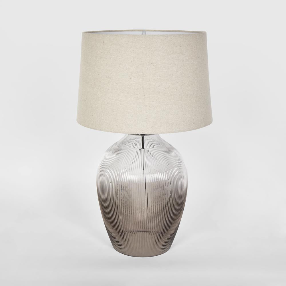 OneWorld Collection MISTY Glass Table Lamp with Natural Linen Shade-ONEWORLD COLLECTION-Ozlighting.com.au