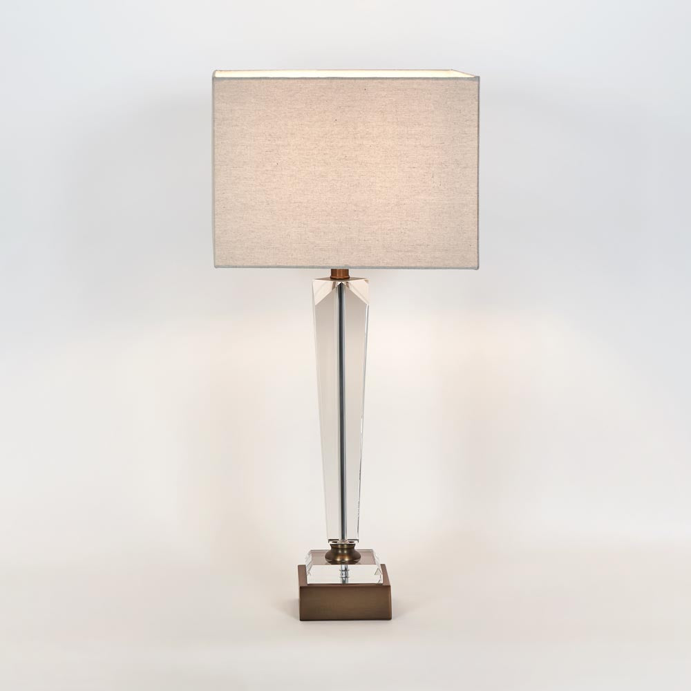 OneWorld Collection MONUMENT Crystal Table Lamp - Natural Linen Shade-ONEWORLD COLLECTION-Ozlighting.com.au