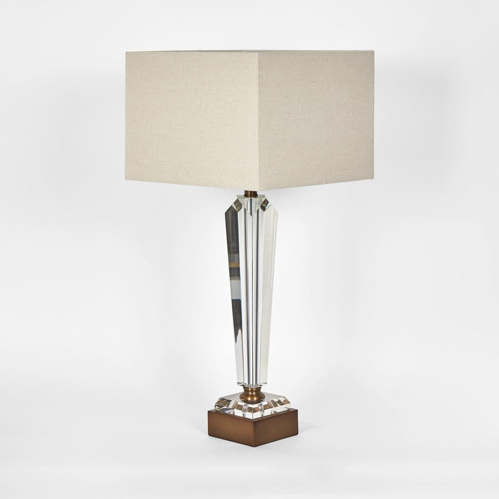 OneWorld Collection MONUMENT Crystal Table Lamp - Natural Linen Shade-ONEWORLD COLLECTION-Ozlighting.com.au