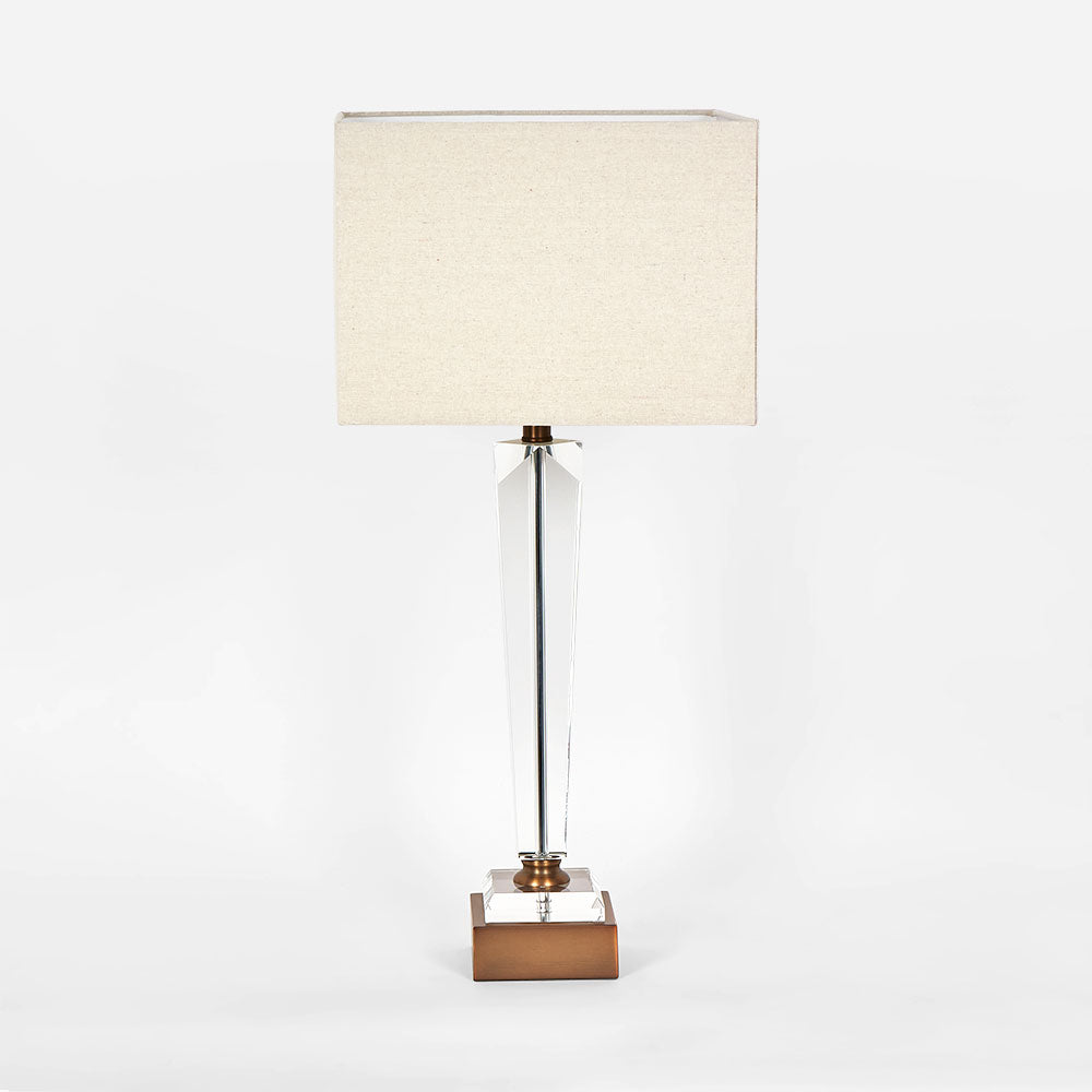 OneWorld Collection MONUMENT Crystal Table Lamp - Natural Linen Shade-ONEWORLD COLLECTION-Ozlighting.com.au