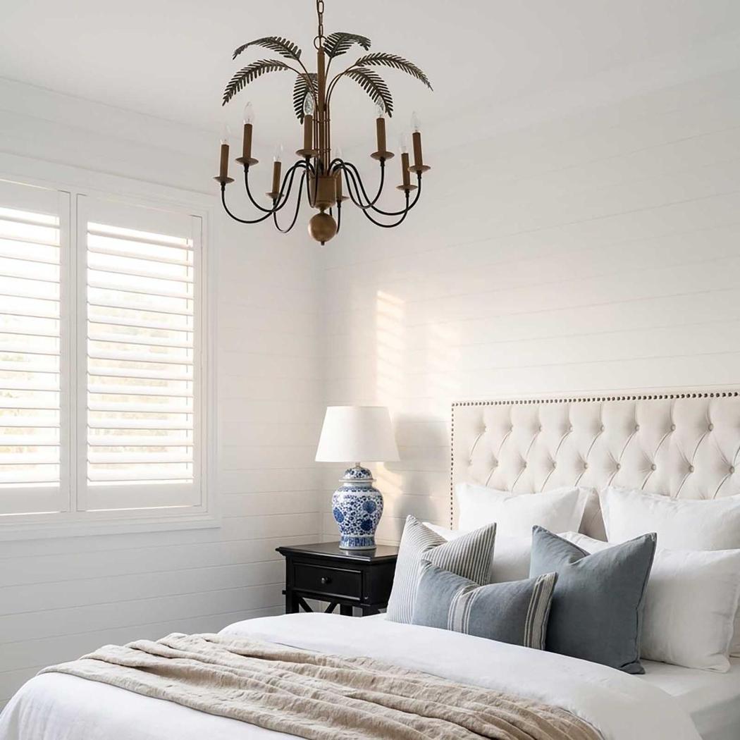 OneWorld Collection PALM LEAVES Iron Chandelier - 8-Light-ONEWORLD COLLECTION-Ozlighting.com.au