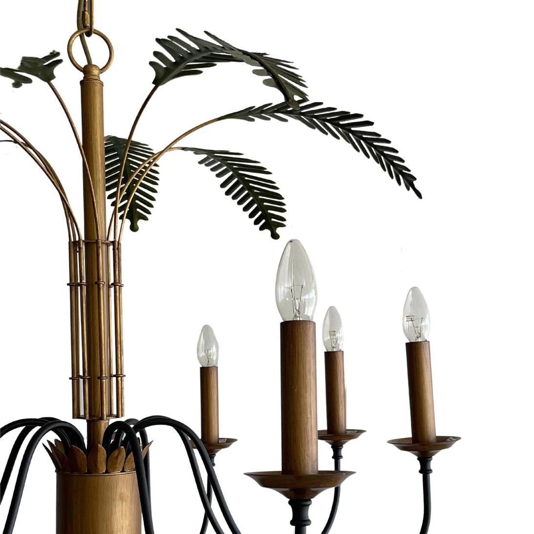 OneWorld Collection PALM LEAVES Iron Chandelier - 8-Light-ONEWORLD COLLECTION-Ozlighting.com.au