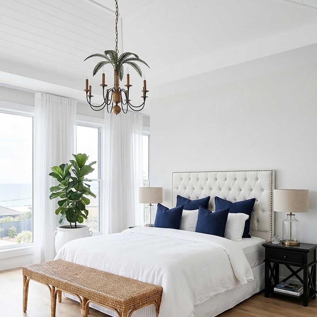 OneWorld Collection PALM LEAVES Iron Chandelier - 8-Light-ONEWORLD COLLECTION-Ozlighting.com.au