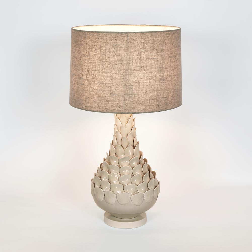 OneWorld Collection PETAL Ceramic Table Lamp with Natural Linen Shade-ONEWORLD COLLECTION-Ozlighting.com.au
