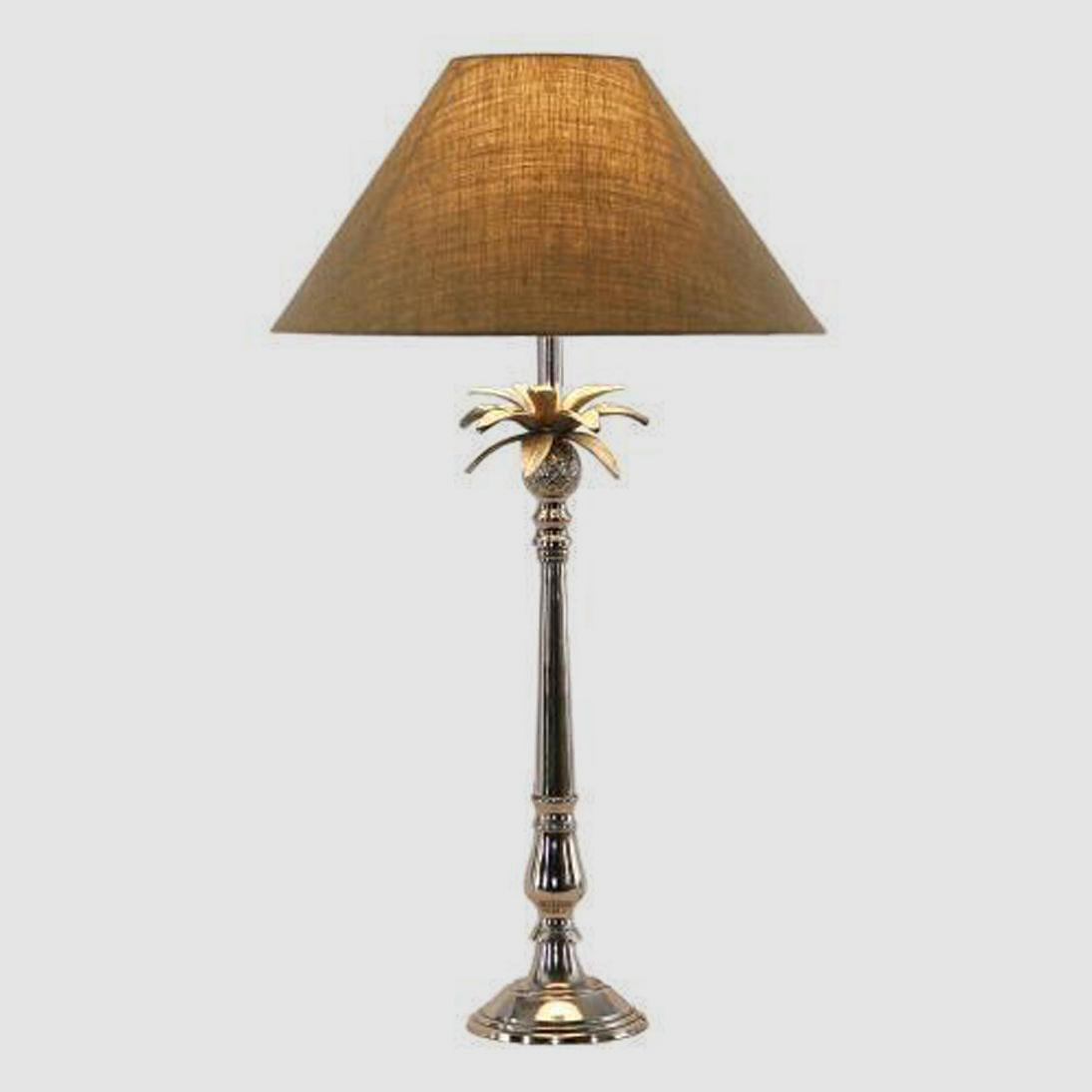 OneWorld Collection PINEAPPLE Table Lamp - Nickel / Natural Shade-ONEWORLD COLLECTION-Ozlighting.com.au