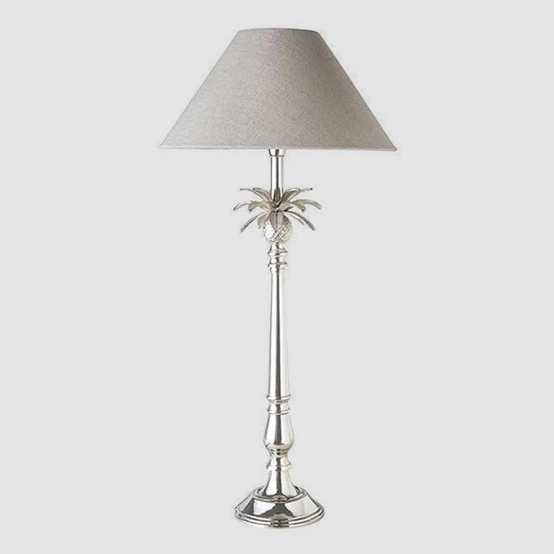 OneWorld Collection PINEAPPLE Table Lamp - Nickel / Natural Shade-ONEWORLD COLLECTION-Ozlighting.com.au