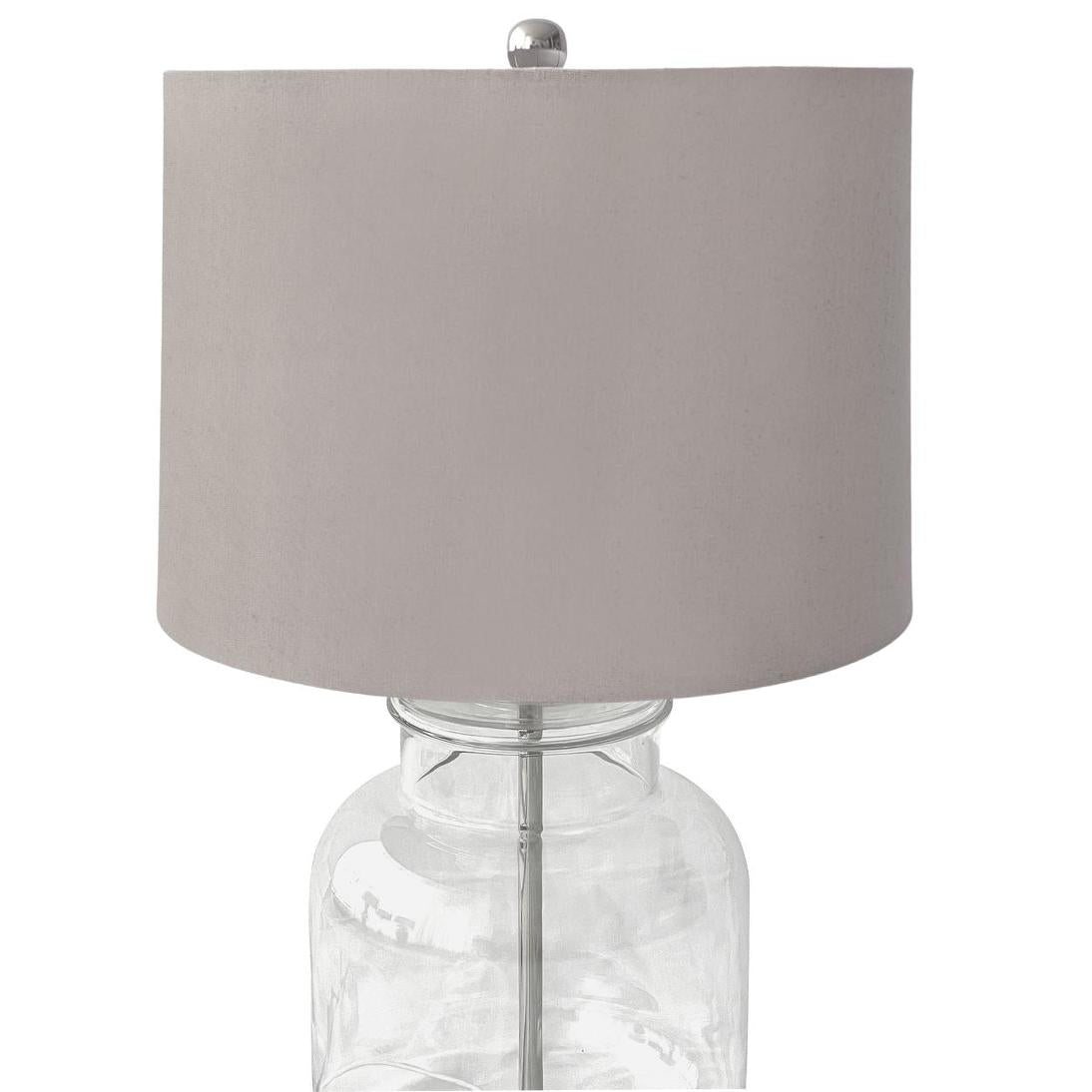 OneWorld Collection REGENCY Glass Table Lamp - Nickel / Natural Linen Shade-ONEWORLD COLLECTION-Ozlighting.com.au
