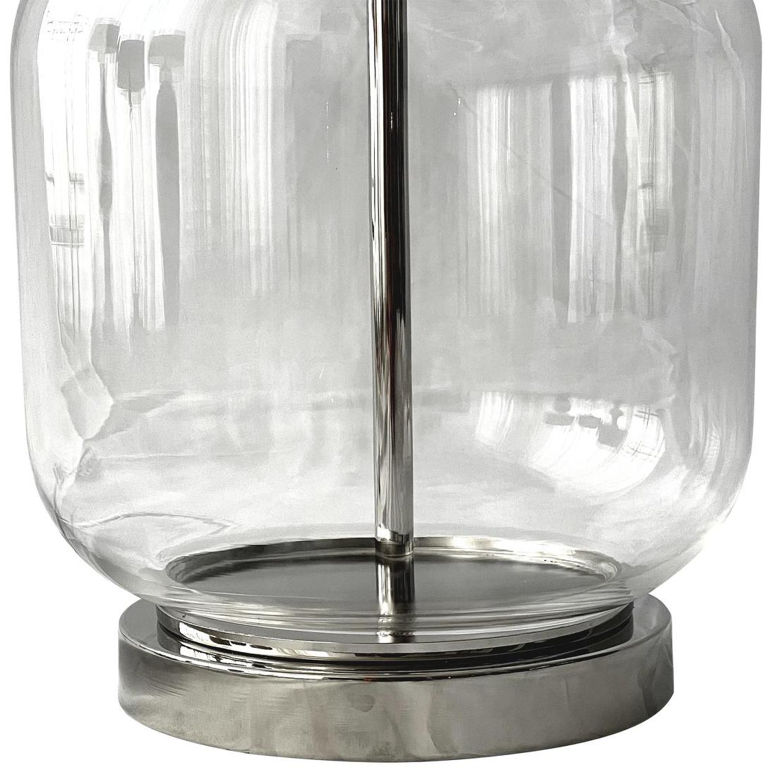 OneWorld Collection REGENCY Glass Table Lamp - Nickel / Natural Linen Shade-ONEWORLD COLLECTION-Ozlighting.com.au