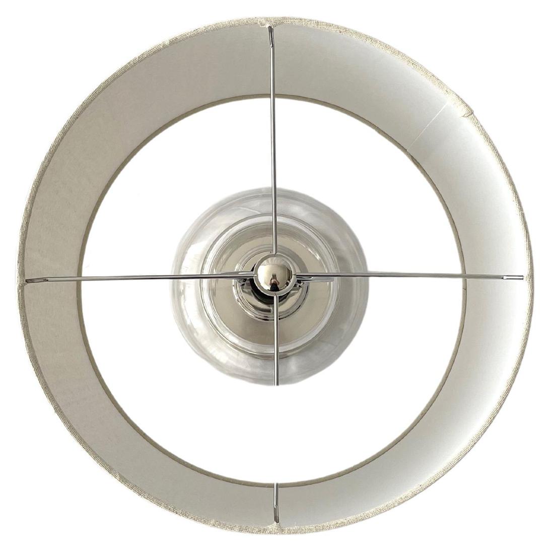 OneWorld Collection REGENCY Glass Table Lamp - Nickel / Natural Linen Shade-ONEWORLD COLLECTION-Ozlighting.com.au