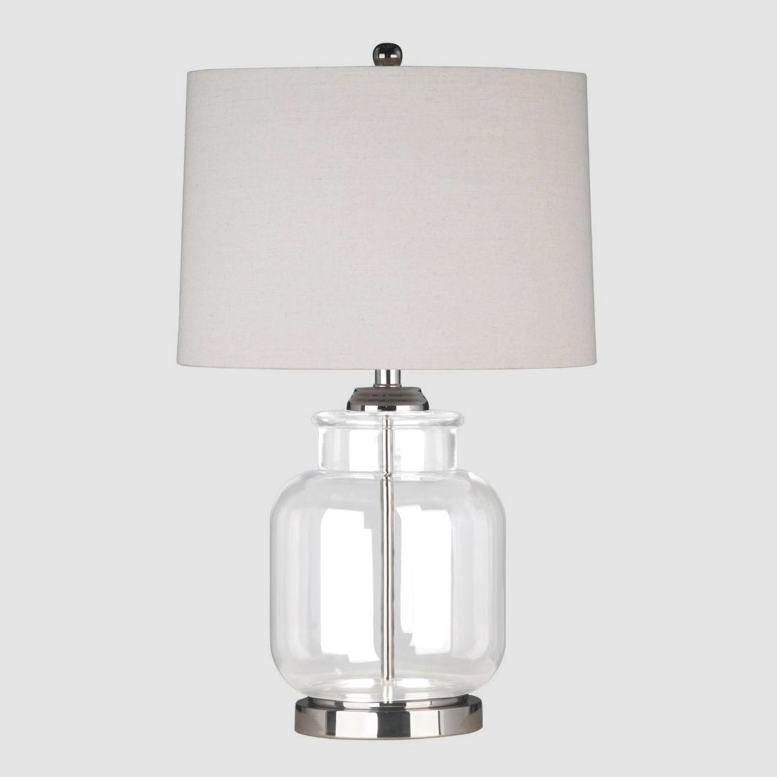 OneWorld Collection REGENCY Glass Table Lamp - Nickel / Natural Linen Shade-ONEWORLD COLLECTION-Ozlighting.com.au