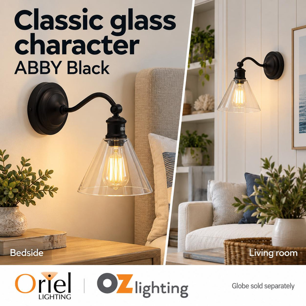 Oriel ABBY Wall Light - Hamptons Style Classic, IP20-Oriel Lighting-Ozlighting.com.au