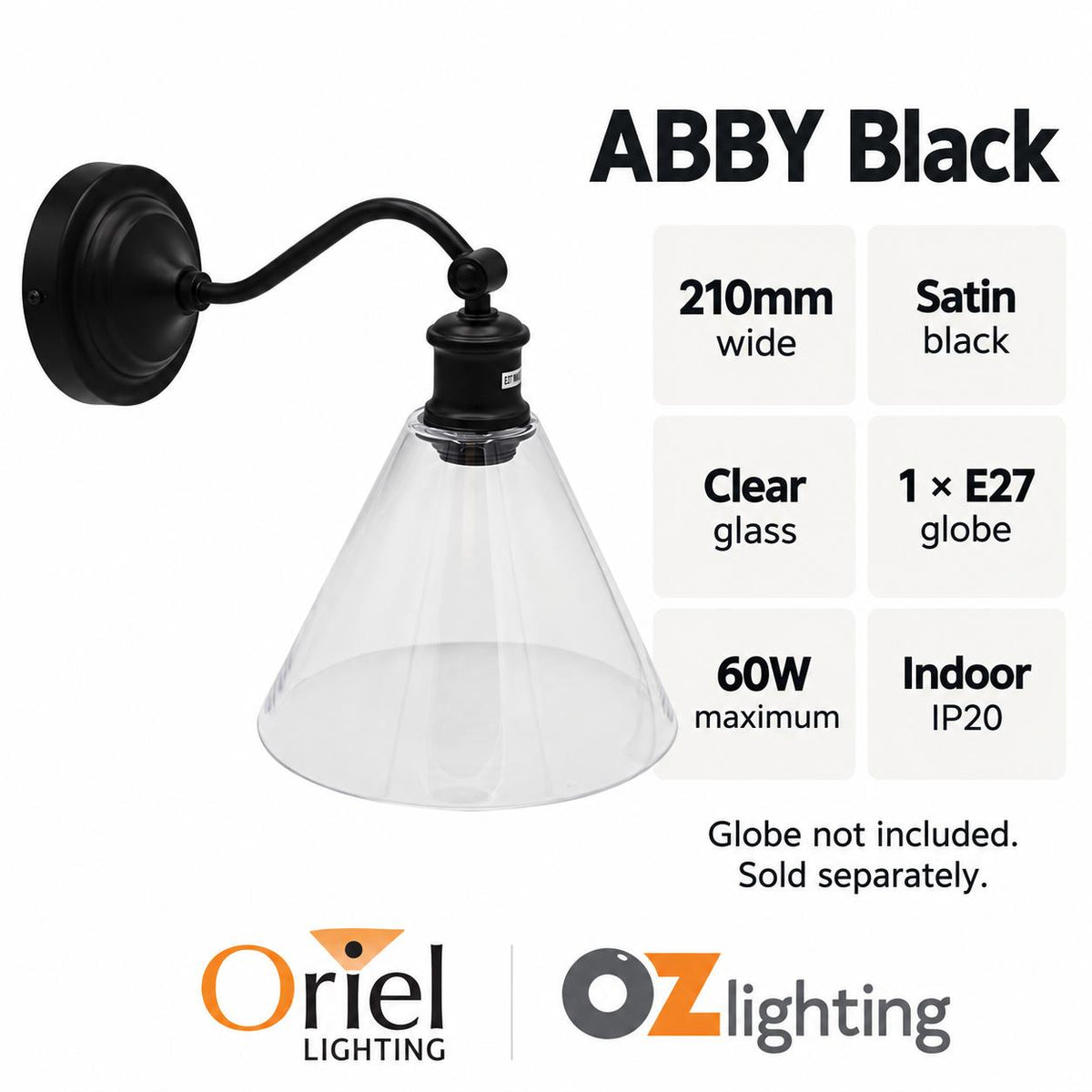 Oriel ABBY Wall Light - Hamptons Style Classic, IP20-Oriel Lighting-Ozlighting.com.au