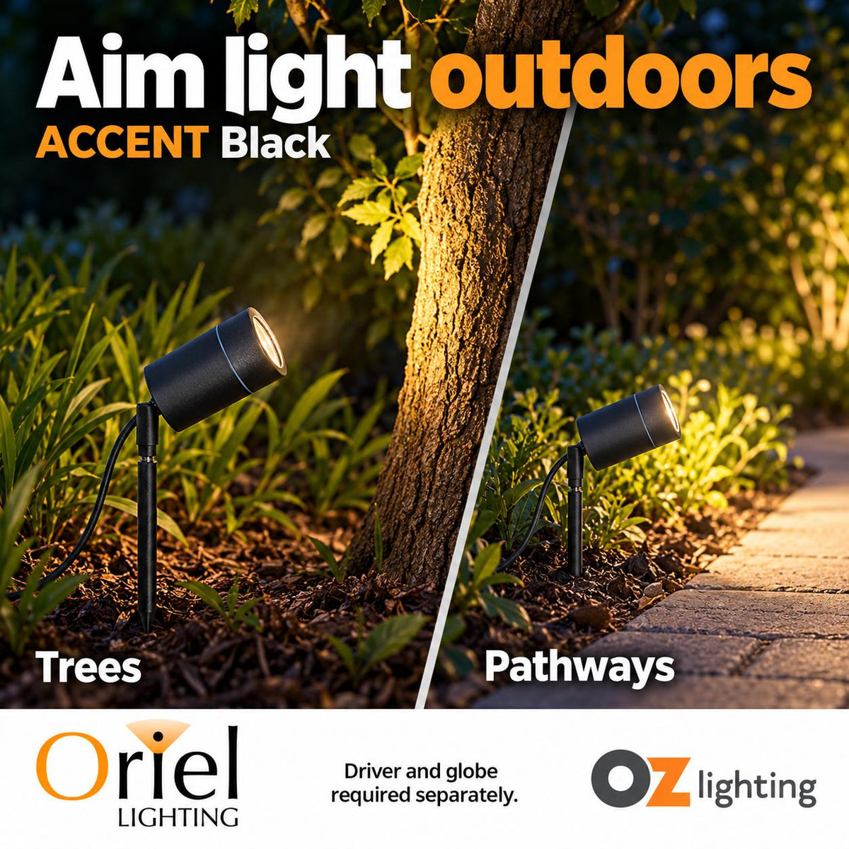Oriel ACCENT Outdoor Spike Light - 12V Garden, IP44 - DRIVER REQUIRED-Oriel Lighting-Ozlighting.com.au