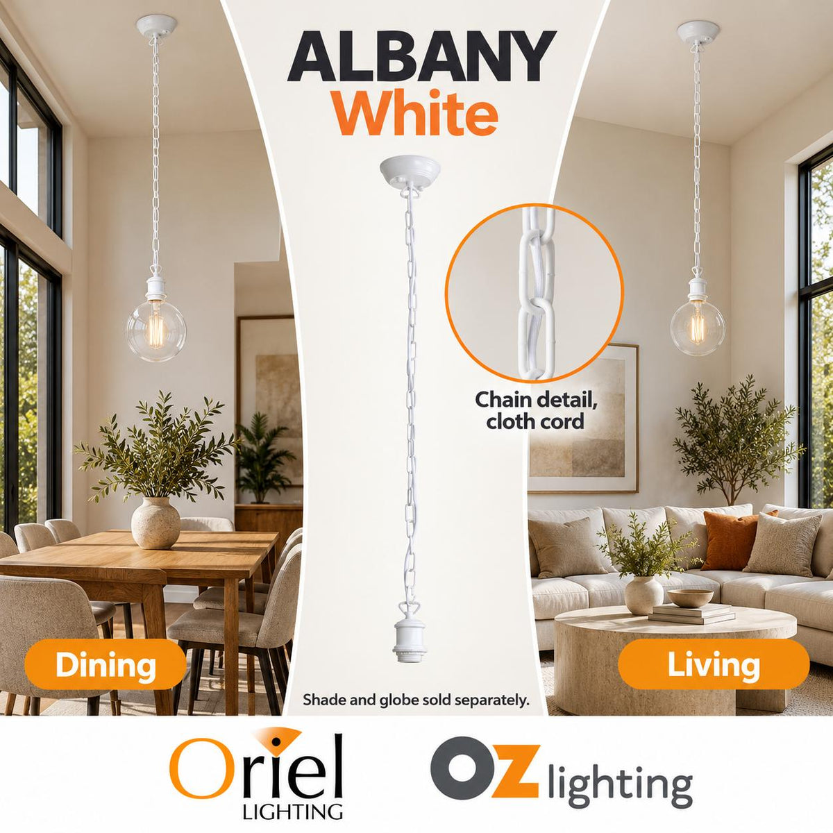 Oriel ALBANY Pendant - 1 Light-Oriel Lighting-Ozlighting.com.au