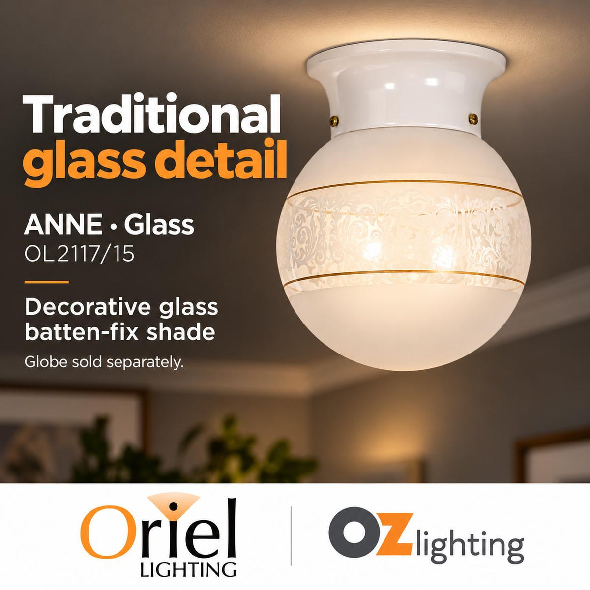 Oriel ANNE Batten Fix - Glass-Oriel Lighting-Ozlighting.com.au