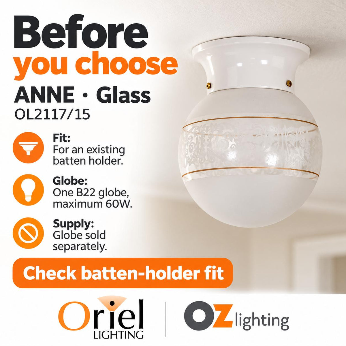 Oriel ANNE Batten Fix - Glass-Oriel Lighting-Ozlighting.com.au